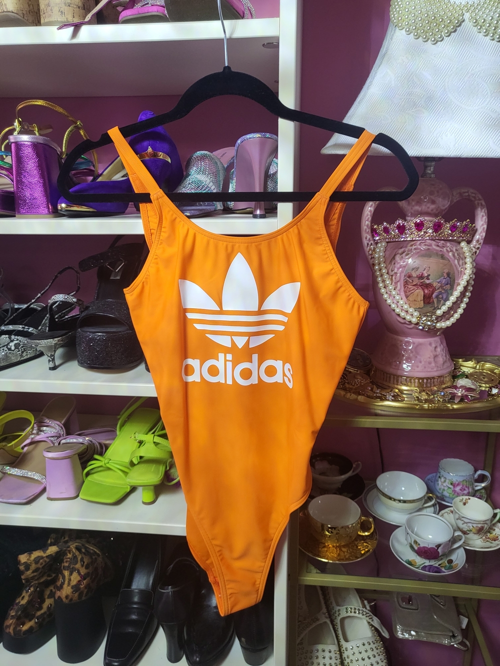 adidas Orange Trefoil Classic One-Piece Swimsuit